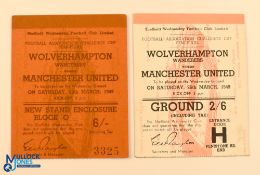 Two 1949 FA Cup Semi Final Tickets, both signed by Bert Williams on reverse.