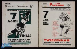 1931/1936 Middlesex Sevens Rugby Programmes (2): A splendid pair of issues from the first decade