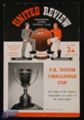1953/54 FA Youth Cup Final Manchester Utd v Wolverhampton Wanderers match programme 23 April 1954 at