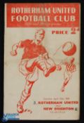 1946/47 Rotherham Utd v New Brighton Div. 3 (N) match programme 12 April 1947; score on cover,