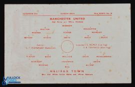 War time 1943/44 Manchester Utd v Halifax Town War League North Cup qualifying competition programme