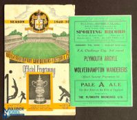 1949/50 FAC 3rd round Plymouth Argyle v Wolverhampton Wanderers 7 January 1950; plus replay match at
