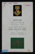 1957 Newport v Australia Signed Rugby Dinner Menu: Famous 11-0 win for Newport, & c.40 autographs