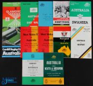 1966-84 Australia in Wales Rugby Programmes (12): 1966 v Neath/Aberavon, Cardiff & Newport; 1973 v E