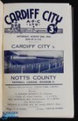 1950/51 Bound Volume of Cardiff City home match programmes with league homes (21) including