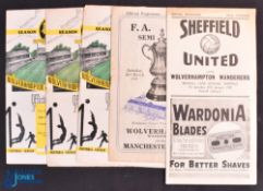 1948/49 Wolverhampton Wanderers FAC run match programmes homes v Chesterfield (3rd round), Liverpool