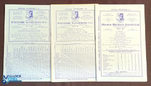 Selection of Wycombe Wanderers homes 1953/54 Cheltenham Town (friendly), 1957/58 British Police (