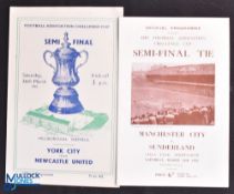 1955 FAC s/f programmes Manchester City v Sunderland at Villa Park 26 March 1955; York City v