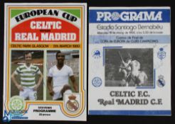1979/1980 Real Madrid v Celtic European Cup quarter Final match programme at the Bernabeu 19 March