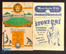 1952/53 Wolverhampton Wanderers v Manchester City Div. 1 match programme 8 November 1952 (score 7-