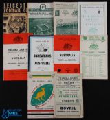 1947-1958 Australia in the UK Rugby Programmes (10): 1947 v Cardiff (worn); 1957-8 v Pontypool/Cross