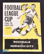 1962 Football League Cup Final 1st leg Rochdale v Norwich City match programme at Spotland 26
