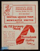 Pre-War 1936/1937 Manchester Utd v Newcastle Utd reserve Central League match programme at Old