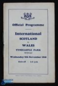 Pre-War 1938 VIP programme Scotland v Wales international match at Tynecastle Park 9 November