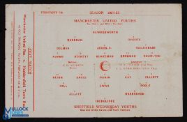 1954/55 Manchester Utd youth v Sheffield Wednesday youth FAYC 4th round 5th February 1955, single