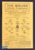 1945 War League Cup s/f programme Wolverhampton Wanderers v Bolton Wanderers 5 May 1945; single
