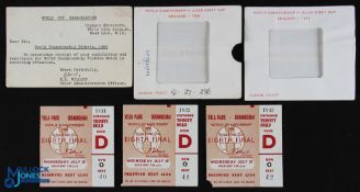 TICKETS: 1966 World Cup West Germany v Spain seat tickets 20 July 1966 at Villa Park x 3 no. (1