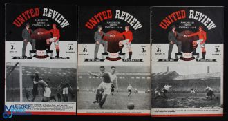 1948/49 Manchester Utd home match programmes v Charlton Athletic, v Arsenal, v Chelsea; fair/