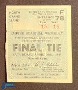 1948/49 FAC Final North Grand Stand Seat Ticket, pale blue/white, fair/good. (1)