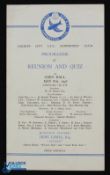 1947 Cardiff City Supporters Club Reunion & Quiz 4 page card programme 8 May 1947 at Cory Hall;