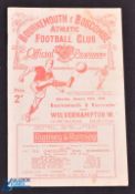 1947/48 Bournemouth & Boscombe v Wolverhampton Wanderers FAC 3rd round match programme; score/team
