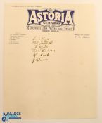 Everton Football Club - c1932-1934 Six original signatures on headed paper including Ted Sagar, Phil