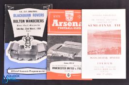 1958 FAC s/f programmes Manchester Utd v Fulham at Villa Park 22 March 1958; replay match at