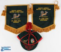 Rare 2009 S Africa/British & I Lions Rugby Pennants & Cap Collection (3): Official S African Boks