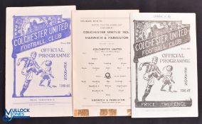 Colchester Utd. programmes 1946/47 Harwich & Parkeston (Eastern Counties League Cup Final replay,