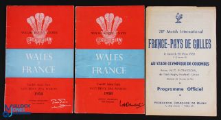 Scarce France v Wales 1953 etc Rugby Programmes (3): Much sought-after, the French flimsy for this