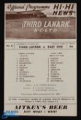 1950/51 POSTPONED Third Lanark v East Fife Div. 'A' match programme 3rd February 1951; good. (1)