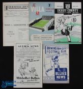 1949/50 Manchester Utd Div. 1 away match programmes Huddersfield Town, Birmingham City, WBA, Aston