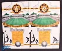 1950/51 Wolverhampton Wanderers home match programmes v Liverpool (19 August 1950), v Everton (18
