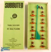 Subbuteo Table Soccer OO Scale Players, Black & Red striped shirts, black shorts, Ref. 76 in