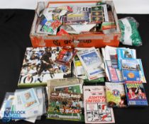 Football Ephemera & Collectables, a box to include magazines, football cards, figures, programmes,