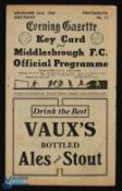 1946/47 Middlesbrough v Sheffield Utd Div. 1 match programme 23 November 1946, 4 page, slight edge