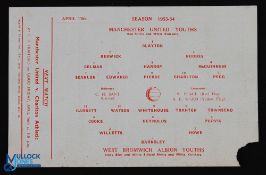 1953/54 FA Youth Cup s/f Manchester Utd youth v West Bromwich Albion youth 12 April 1954, single