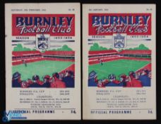 1953/54 Burnley v Manchester Utd FAC 3rd round match programme 9 January 1954; also Div.1 match