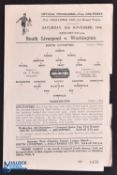 1946/47 South Liverpool v Workington FAC 1st round programme 30 November 1946, 4 pages; opening edge