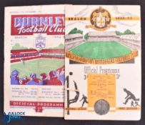 1952/53 Wolverhampton Wanderers v Burnley Div. 1 home match programme (18 April 1953); away at