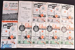 Selection of Fulham home programmes 1950/51 Liverpool, Manchester Utd, Chelsea (FAC), Dinamo