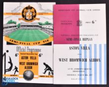 1957 FAC s/f programmes Aston Villa v WBA at Molineux 23 March 1957; plus replay match at St.