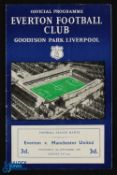 1957/58 Everton v Manchester Utd Div.1 match programme Wednesday 4th September 1957 (a sell-out