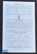 1955/56 Wycombe Wanderers v Tottenham Hotspur Battle of Britain Cup match programme 27 September