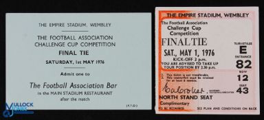 1976 FAC Final Southampton v Manchester Utd match ticket (North Stand seating) plus FA official