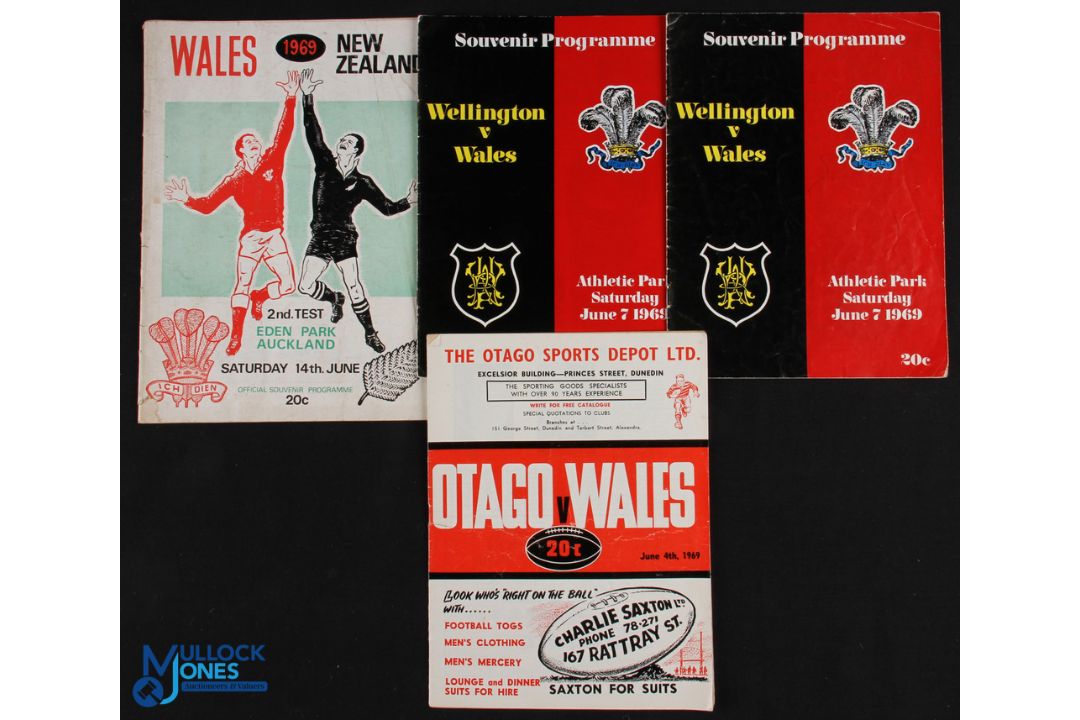 1969 Wales in NZ Rugby Programmes (4): The first Welsh tour Down Under, v Otago, Wellington (2) &
