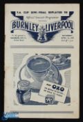 1946/47 FAC s/f replay Liverpool v Burnley match programme at Maine Road Manchester 12 April 1947;
