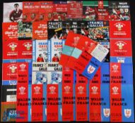 1962-2012 Wales & France Rugby Programmes (42+): Over a half-century, games at Paris or Cardiff,