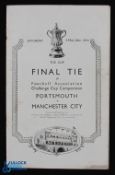 1934 FAC Final Manchester City v Portsmouth match programme 28 April 1934 at Wembley; mark to single