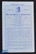 1950/51 Wycombe Wanderers v Taffs Wells FC friendly match programme 24 March 1951, 4 page, very